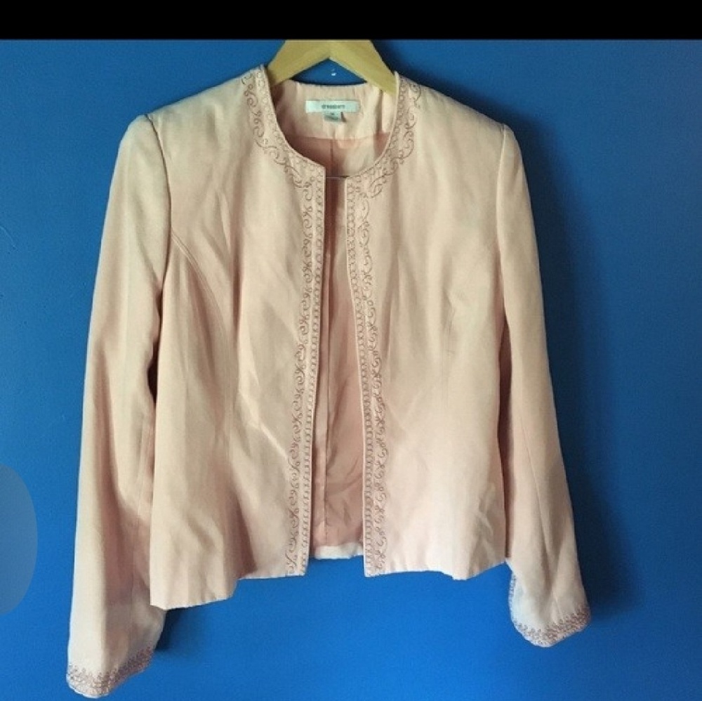 Beautiful blush embroidered suede jacket size M